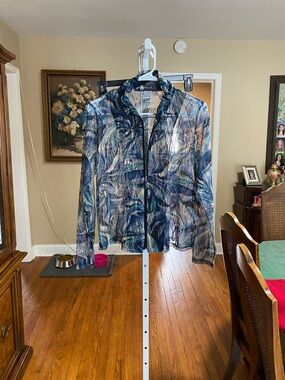 Women's Blue Multi-Print Lightweight Zip-Front Jacket